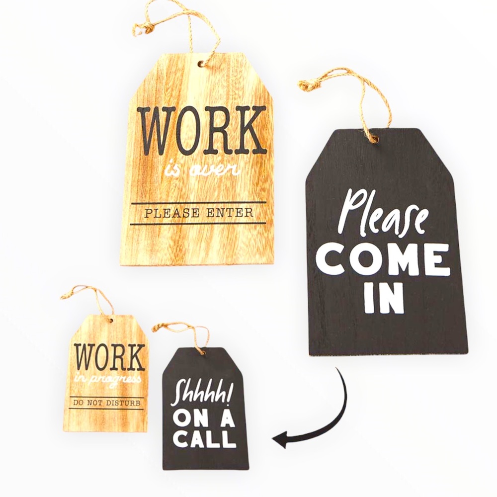 NWT Set of 2 Double Sided Work Message Door Hangers Signs